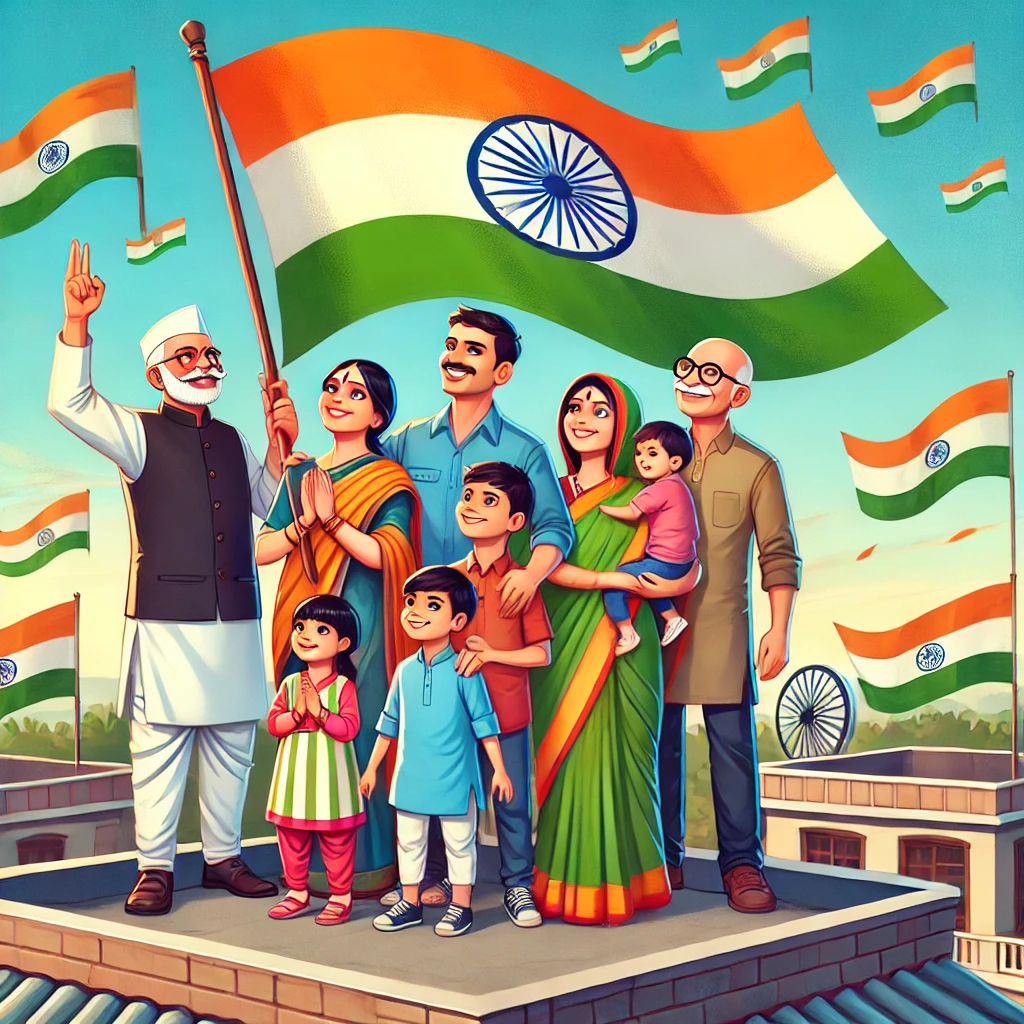 Family Hoisting Tiranga